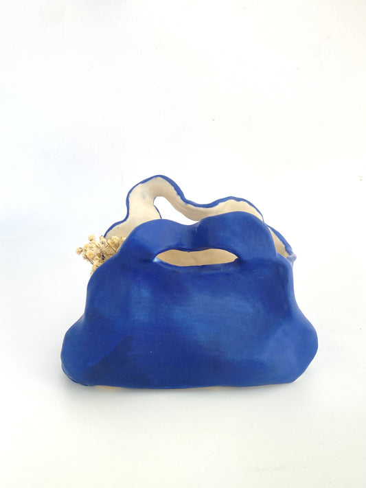 Wavy Satin Blue Bag